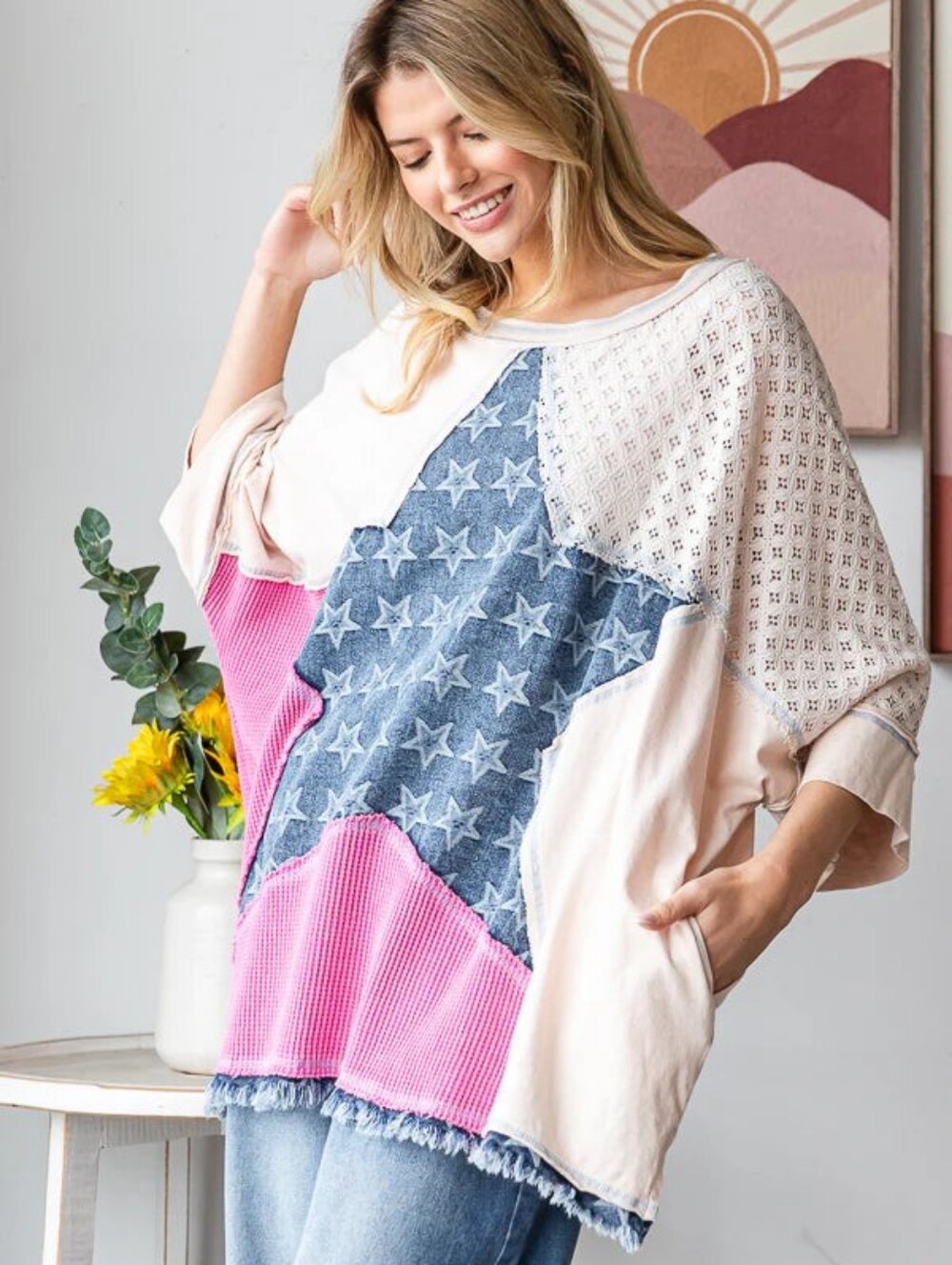 Oli and Hali Denim Patch Star Top